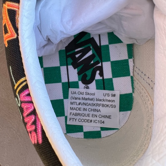 VANS old skool black neon NWT sz mens 9 sz woman’s 10.5 - Picture 3 of 14